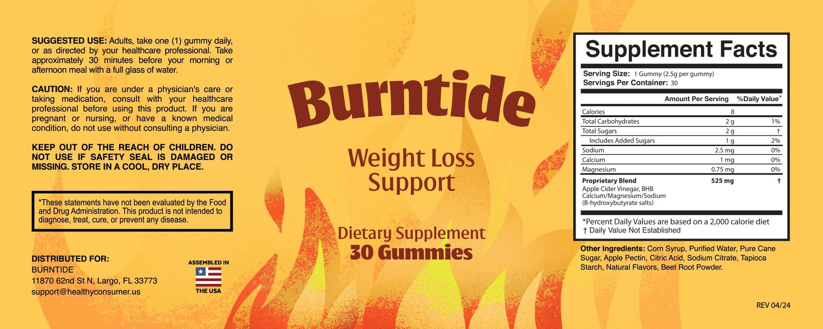 BurnTide product label