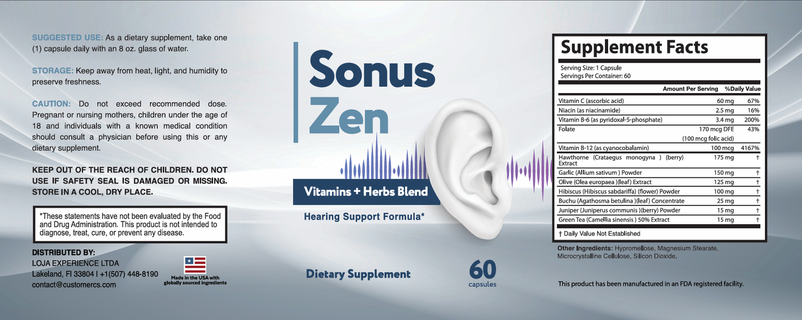 SonusZen product label