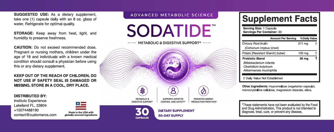 Sodatide supplement facts label