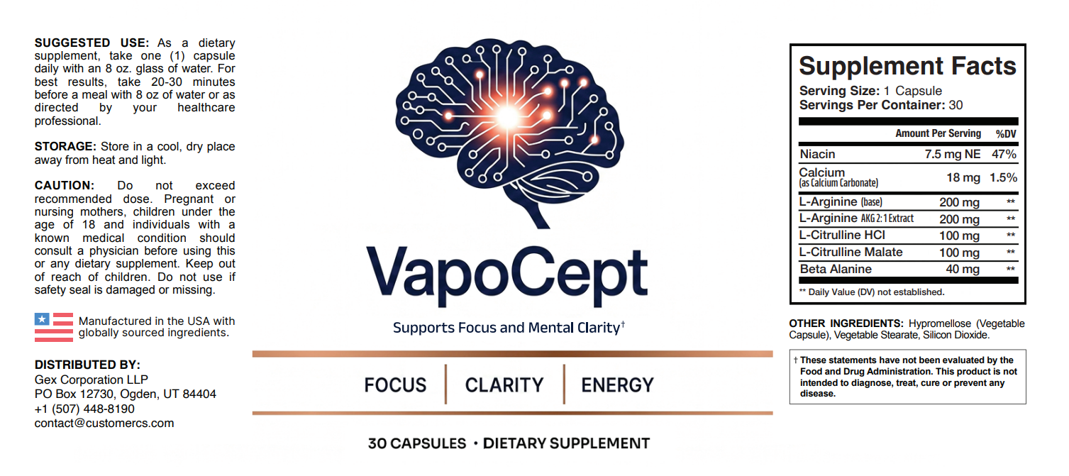 VapoCept supplement facts label