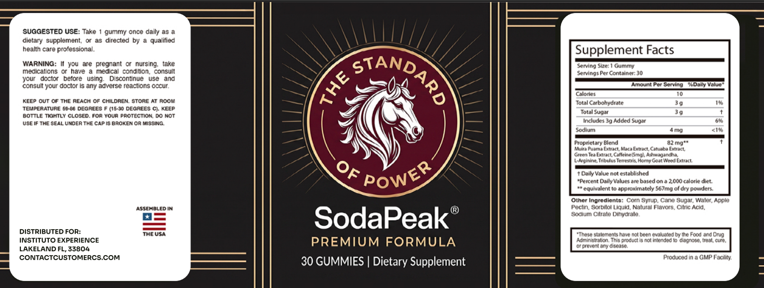 SodaPeak supplement facts label